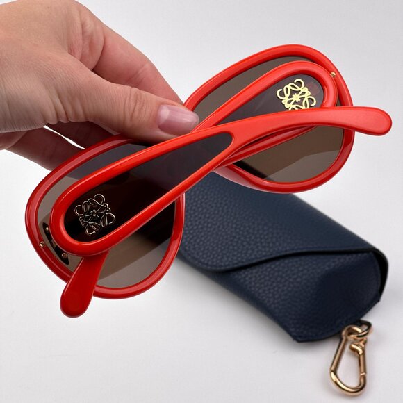 Loewe x Paula’s Ibiza Sunglasses – Orange Pilot Frame Brown Lenses LW40132I 42E - Picture 3 of 11